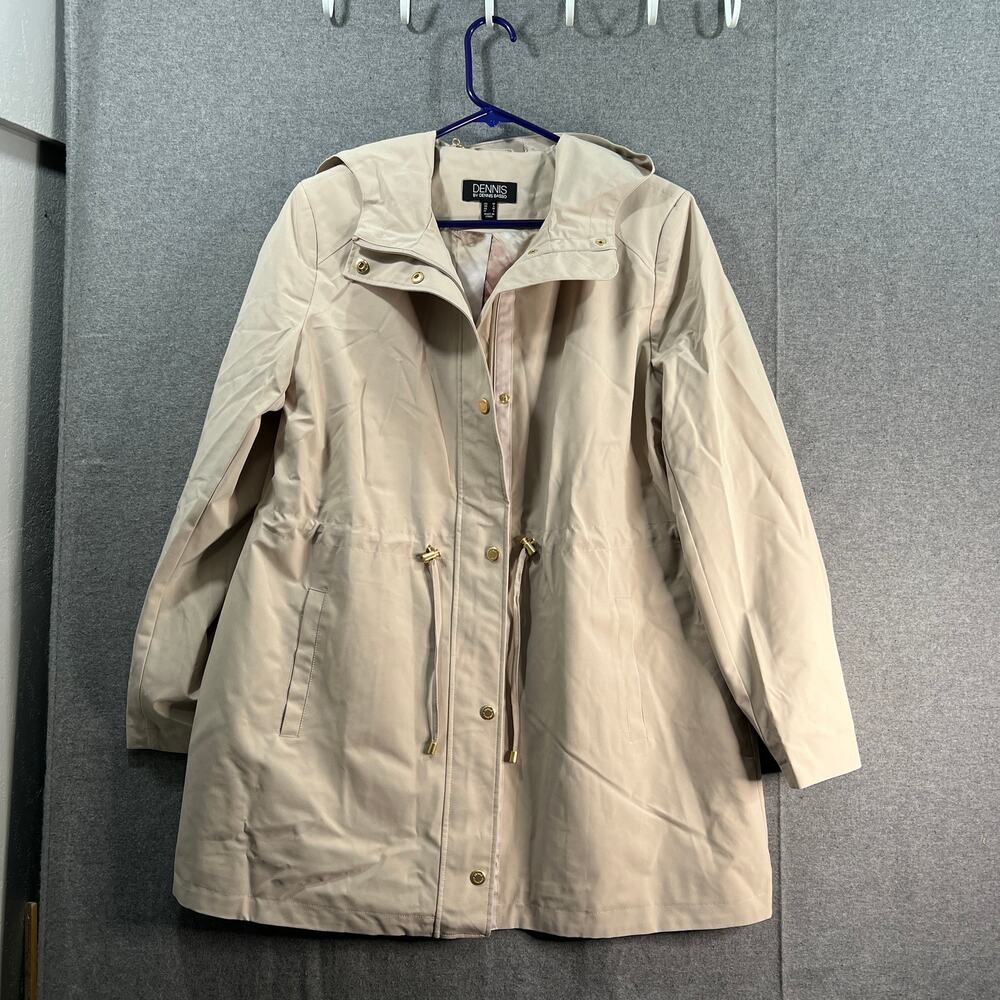 Dennis Basso Jacket Size Medium Water Resistant Hooded Anorak Stone Manor